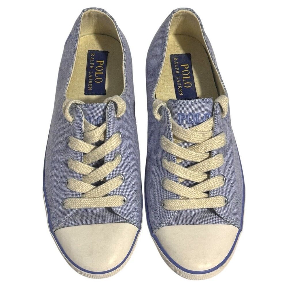 Polo Ralph Lauren Blue Oxford‎ Cloth Pernell EUC Size 8 B US woman's shoes